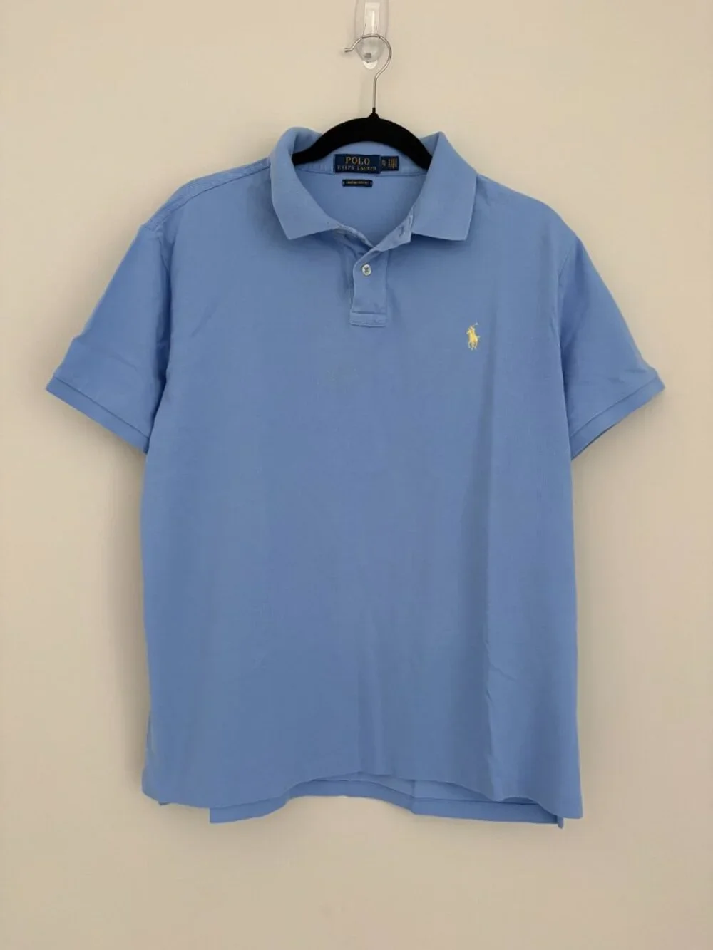 Polo Ralph Lauren Bristol Blue Slim Fit Mesh Polo Yellow Pony Preppy XL